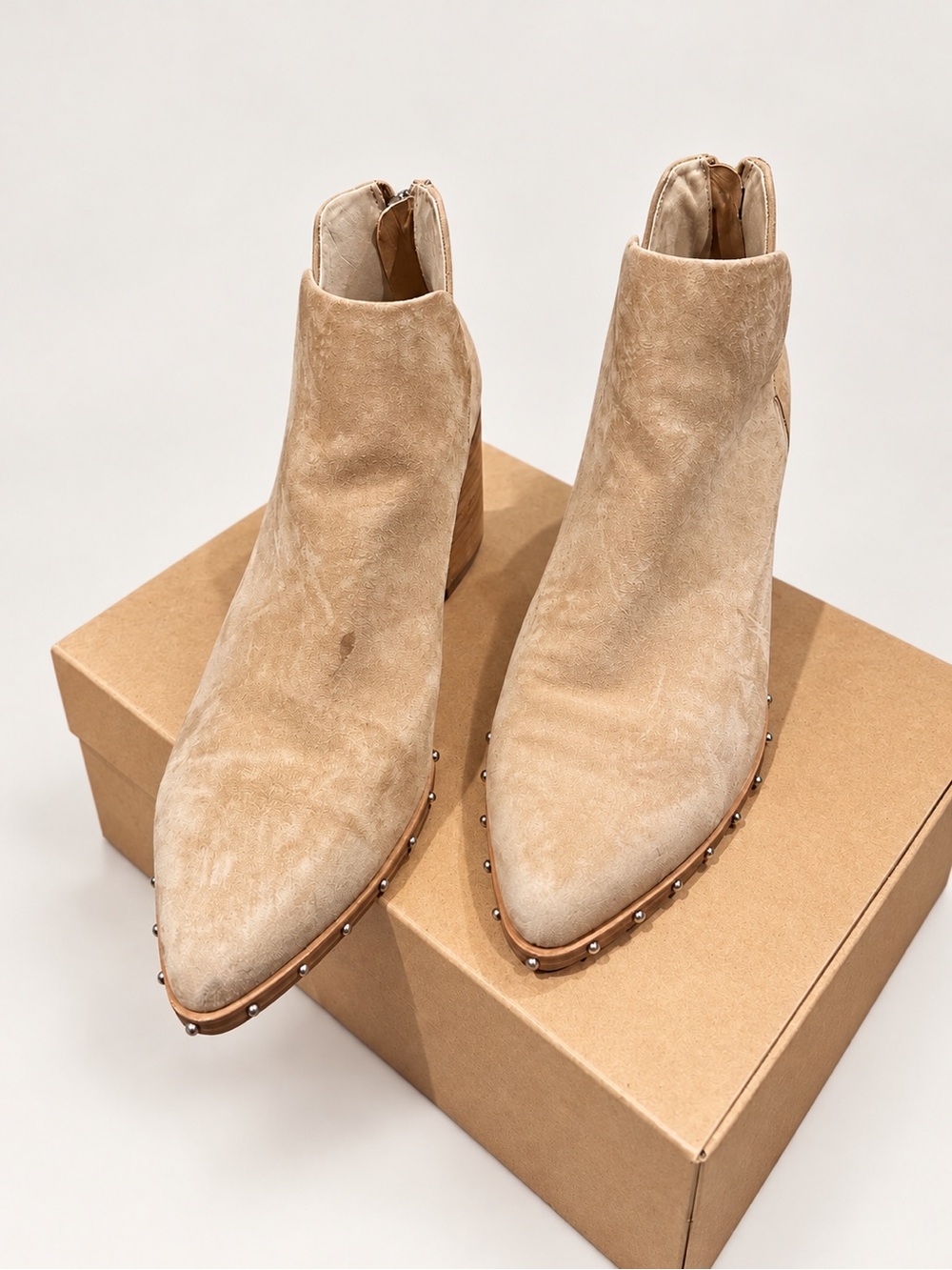 Steve Madden Studded Pointed-Toe Ankle Boots in Brown